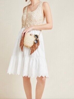 Anthropologie Beckett Crochet Eyelet Tank Dress